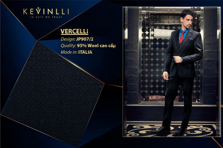 Jp907/2 Vercelli CXM - Vải Suit 95% Wool - Xanh Dương Trơn